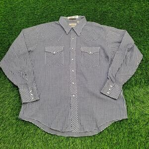 Vintage Campus Pearl Snap Shirt XL 17 24x30 Rugged-Country
